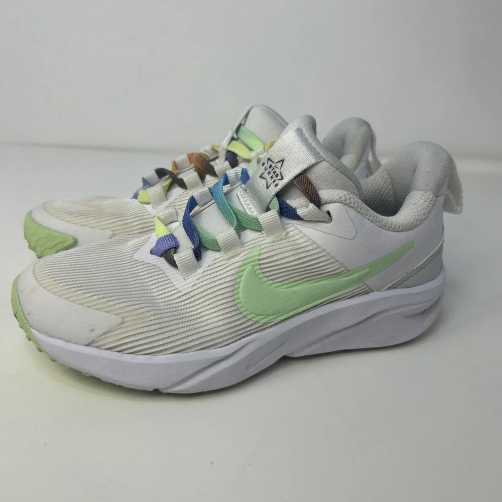 Nike Star Runner 4 Next Nature SE Kids Size 12C White Rainbow‎ Laces FN4980-100